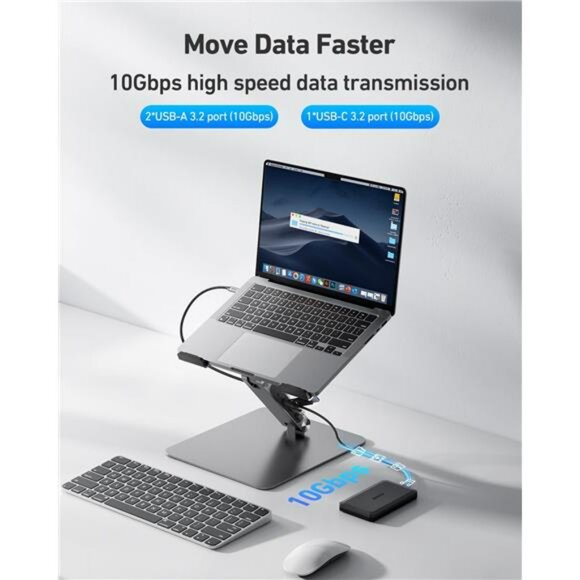 Laptop stand with USB C docking station HDMI 4K Ethernet power delivery hub - Picture 5 of 8